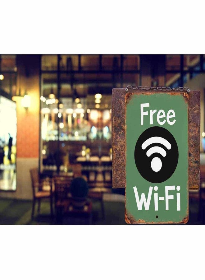 AOYEGO WiFi Tin Sign,Green Vintage Metal Tin Signs for Cafes Bars Pubs Shop Wall Decorative Funny Retro Signs for Men Women 8x12 Inch - Image 3