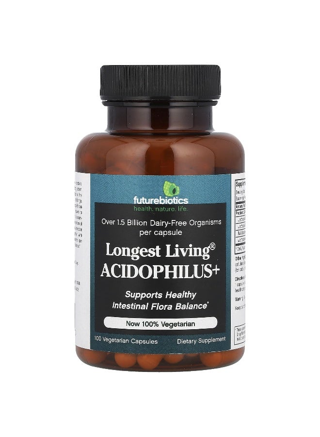Futurebiotics Futurebiotics, Longest Living Acidophilus+, 100 Vegetarian Capsules  - Image 1