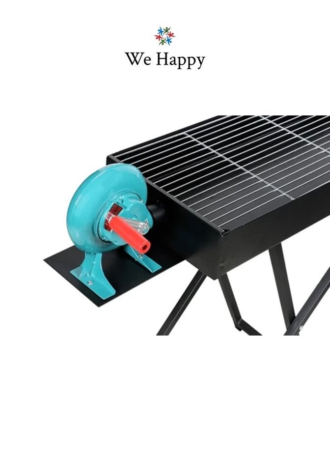 We Happy Barbecue Folding Outdoor Metal Grill with Blower Fan X Shape Stand 80 CM Large Black, Perfect for Camping, Picnic, and Easier to Carry - Image 3