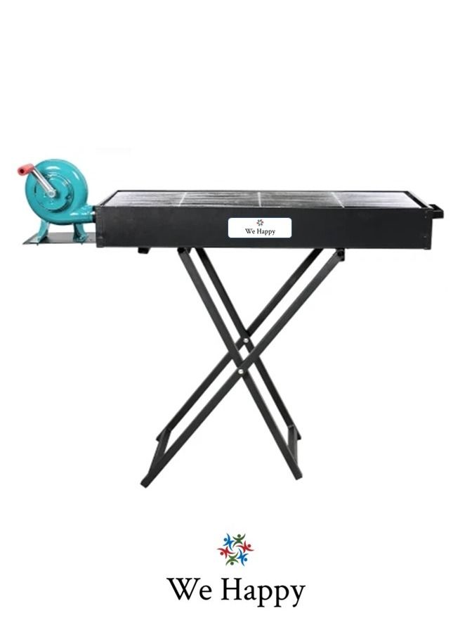 We Happy Barbecue Folding Outdoor Metal Grill with Blower Fan X Shape Stand 80 CM Large Black, Perfect for Camping, Picnic, and Easier to Carry - Image 1