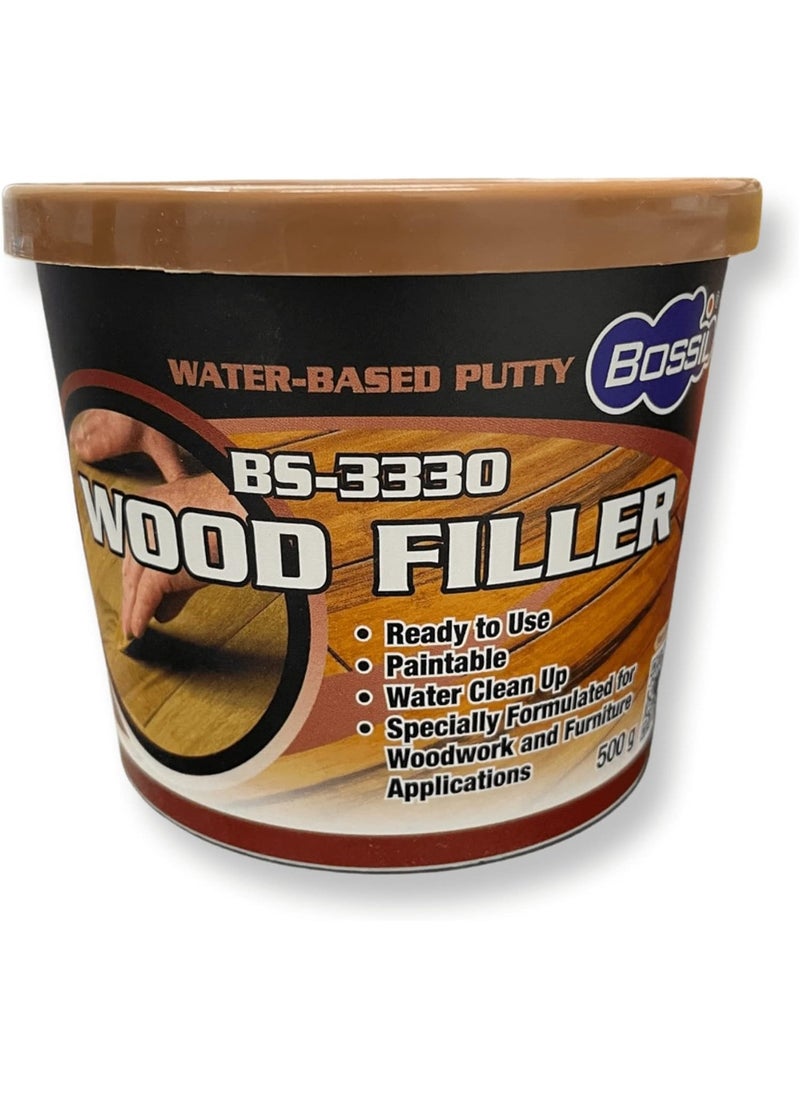 Bossil Bossil Wood Filler with Applicator, Water Based, 500 grams, Mahogany 