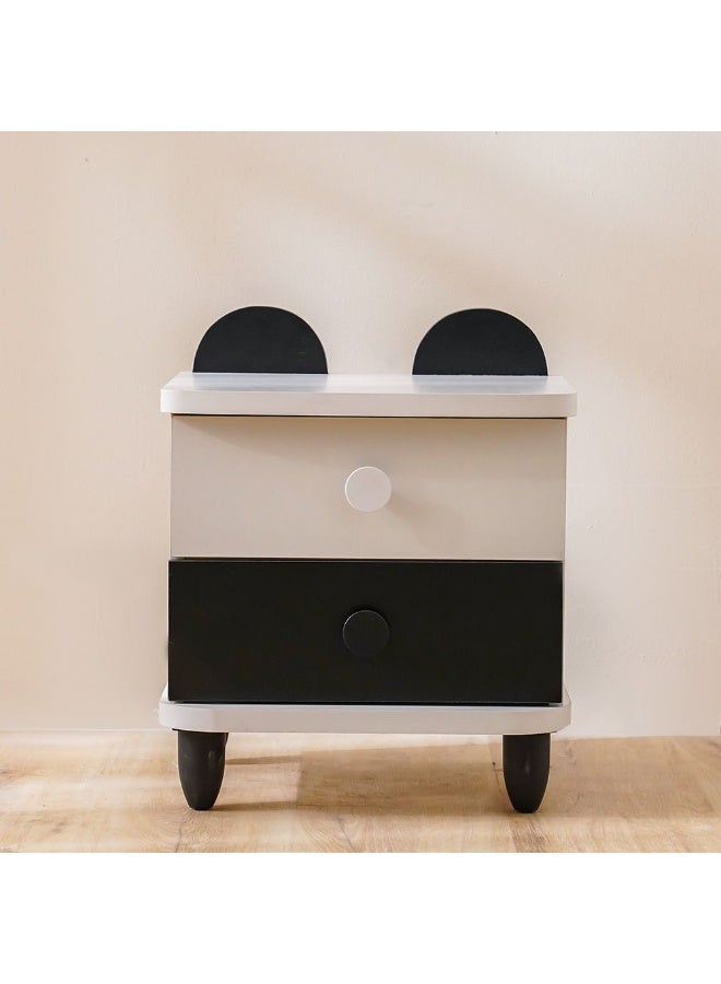 DANUBE HOME Panda 2 Drawers Nighstand| Multifunctional Kids Bedside Table Space Saving Night Stand Side Table Modern Design Furniture For Bedroom L45Xw40Xh47.6Cm -White And Black - Image 1