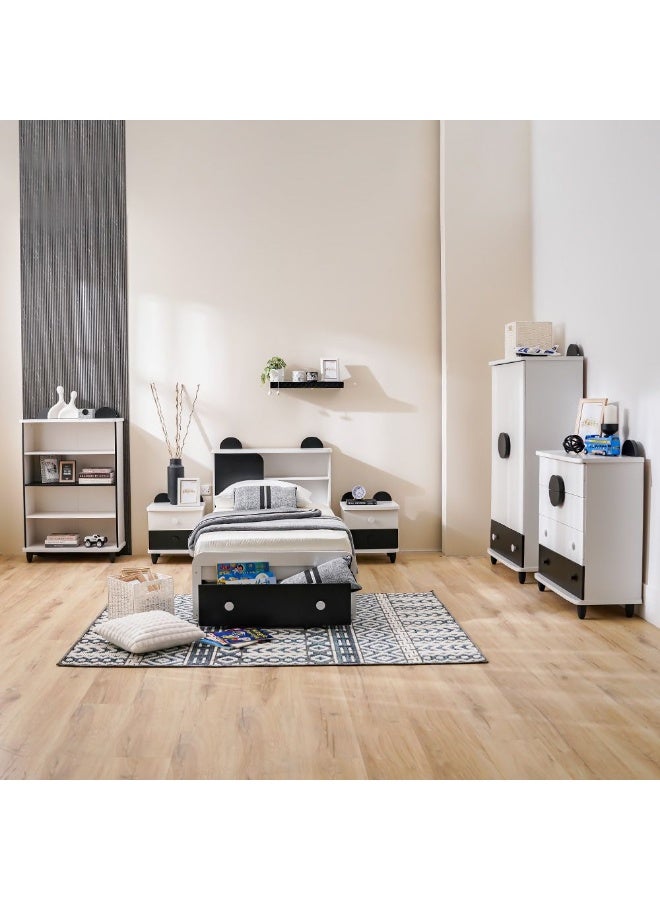 DANUBE HOME Panda 2 Drawers Nighstand| Multifunctional Kids Bedside Table Space Saving Night Stand Side Table Modern Design Furniture For Bedroom L45Xw40Xh47.6Cm -White And Black - Image 5
