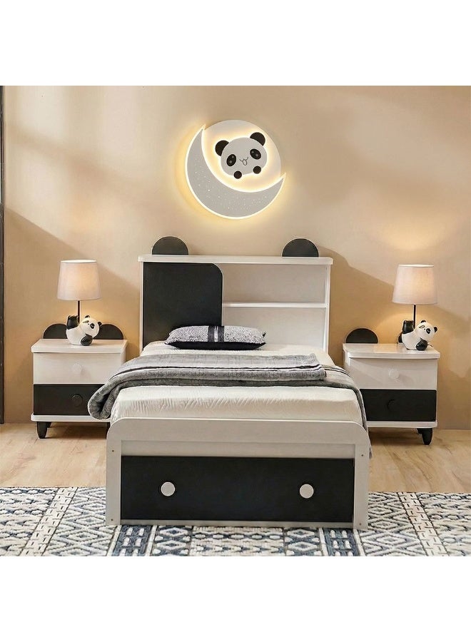 DANUBE HOME Panda 2 Drawers Nighstand| Multifunctional Kids Bedside Table Space Saving Night Stand Side Table Modern Design Furniture For Bedroom L45Xw40Xh47.6Cm -White And Black - Image 4