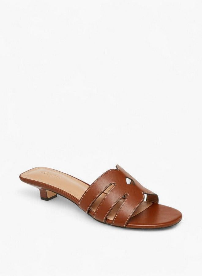 Celeste Women's Cutout Strap Slip-On Sandals with Kitten Heels - Image 1
