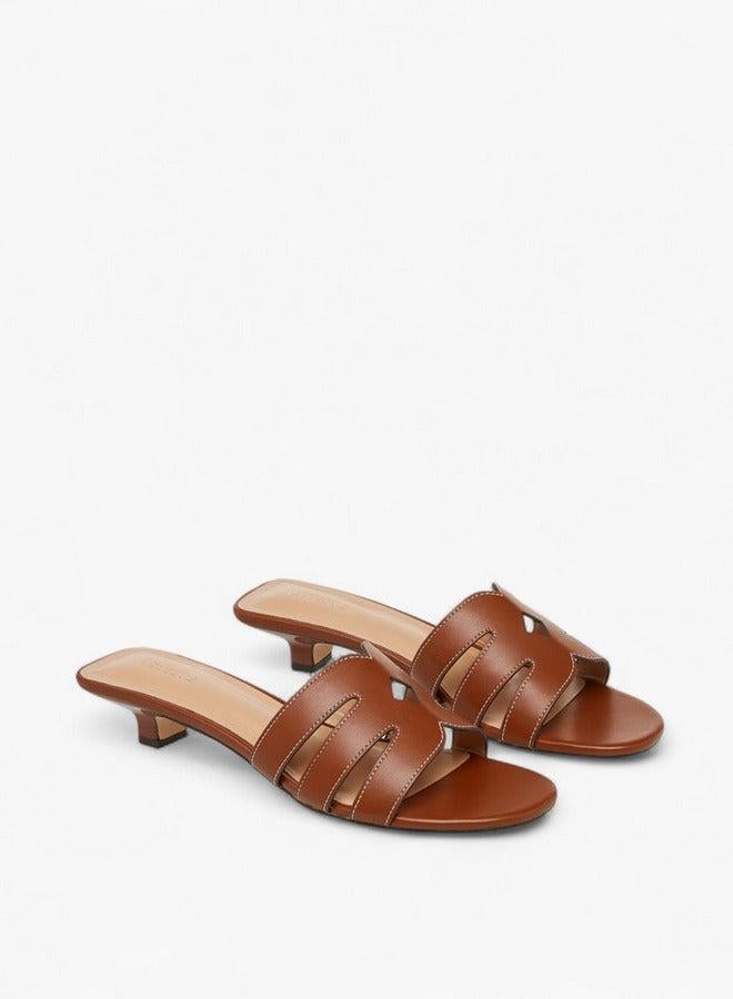 Celeste Women's Cutout Strap Slip-On Sandals with Kitten Heels - Image 3