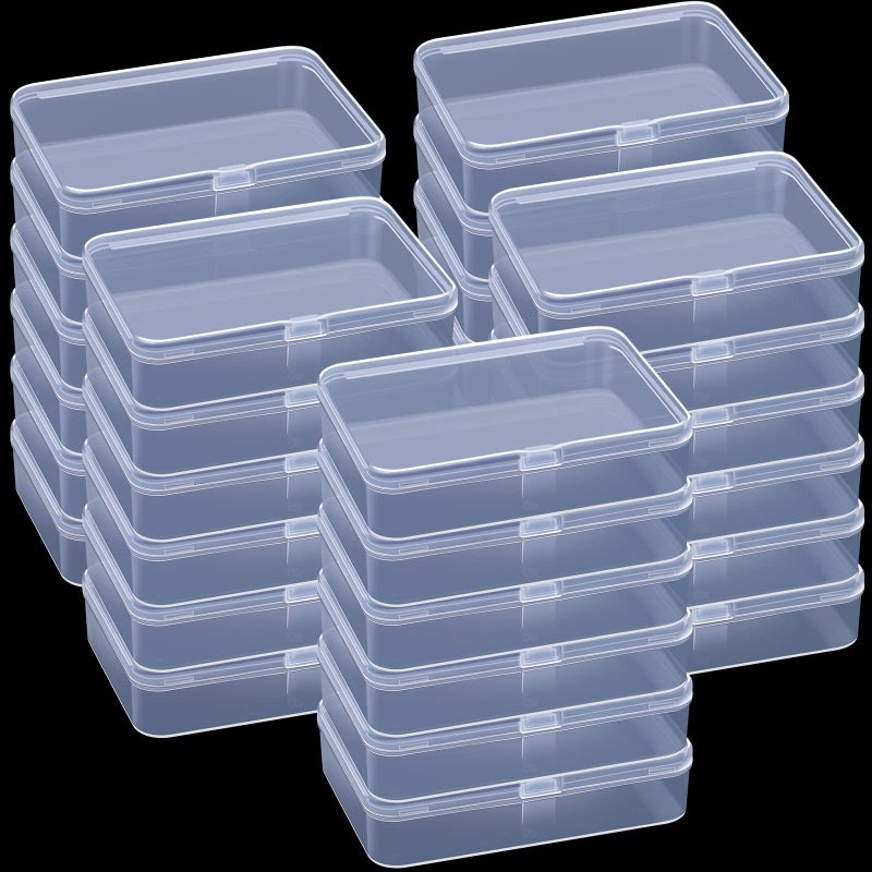 Tuanse 30 Pcs Clear Plastic Beads Storage Containers Box with Lids Multiple Sizes Storage Square Containers for Jewelry Beads Craft Supplies41 x 3 x 1 Inch