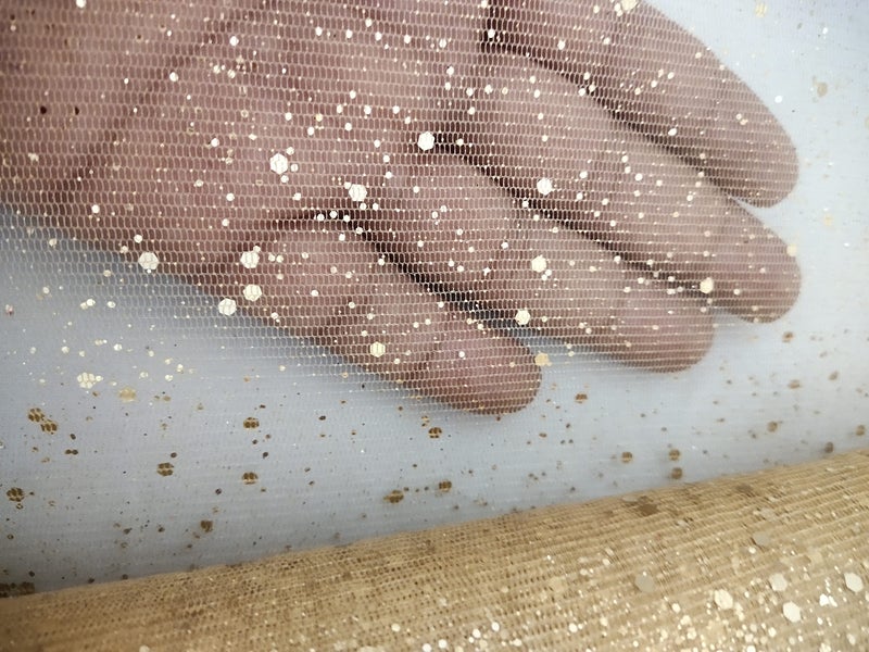 3A Featuretail 1 Roll of 19Inch X 4 Yards Golden Glitter Net Fabric For Decoration, Fruit/Dryfruit/Gift Packing & Trousseau Tray Packing (Net Sequins) - Image 2