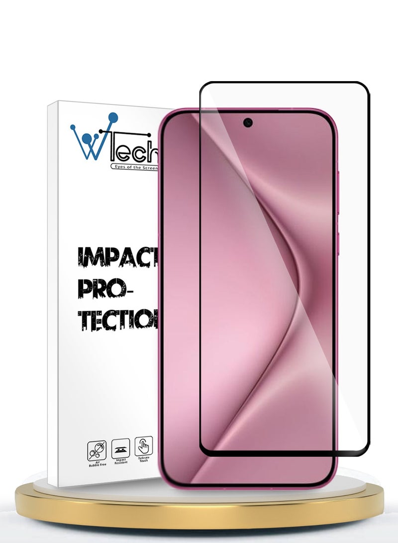 دبليو تيك واقي شاشة من الزجاج المقوى Huawei Pura 70 5G 2024 Premium E2E Full Glue (MSGECN) - شفاف / أسود - Image 1