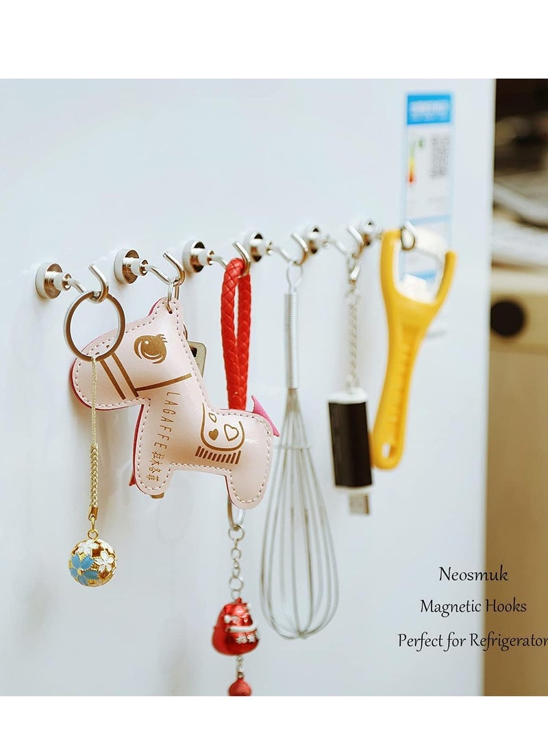 SYOSI - Magnetic Hooks, 27+ lb Strong Magnet with Hook for Fridge, Super Neodymium Extra Strength Industrial Hooks for Hanging, Magnetic Hanger for Toolbox, Cruise, Grill, Coat and Storage （ 12 Pcs ） - Image 1