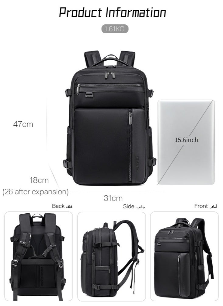 ARCTIC HUNTER Extra Large Business Travel Laptop Backpack, Expandable School Laptop Bag Office Back Bag with Laptop and Tablet Compartment for Men, Black  - Image 3
