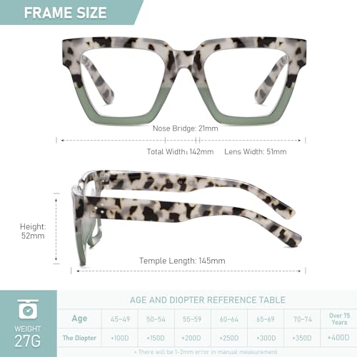 Kafirlo Oversized Reading Glasses For Women Readers Oprah Style Blue Light Blocking Computer Cheaters Designer Ladies Square Large Frame Stylish Fashion Funky Cute Trendy Big Head Best 3 Pack +2.75 - Image 3