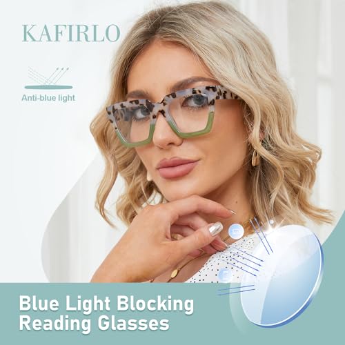 Kafirlo Oversized Reading Glasses For Women Readers Oprah Style Blue Light Blocking Computer Cheaters Designer Ladies Square Large Frame Stylish Fashion Funky Cute Trendy Big Head Best 3 Pack +2.75 - Image 5