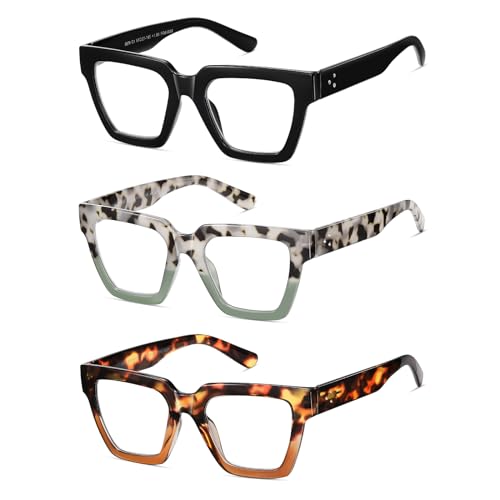 Kafirlo Oversized Reading Glasses For Women Readers Oprah Style Blue Light Blocking Computer Cheaters Designer Ladies Square Large Frame Stylish Fashion Funky Cute Trendy Big Head Best 3 Pack +2.75 - Image 2