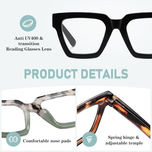 Kafirlo Oversized Reading Glasses For Women Readers Oprah Style Blue Light Blocking Computer Cheaters Designer Ladies Square Large Frame Stylish Fashion Funky Cute Trendy Big Head Best 3 Pack +2.75 - Image 4