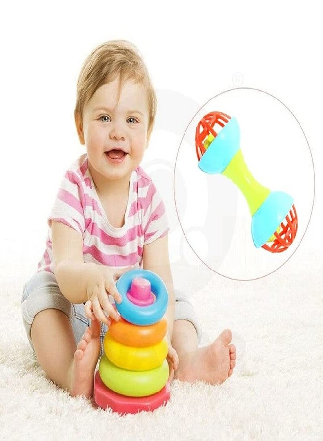 OMETER Soft Plastic Rubber Body Rolling Hand Bell Ball Baby Rattle Toy Rattle Bell Toy for Babies (Multi Color) (Set of 1) - Image 4