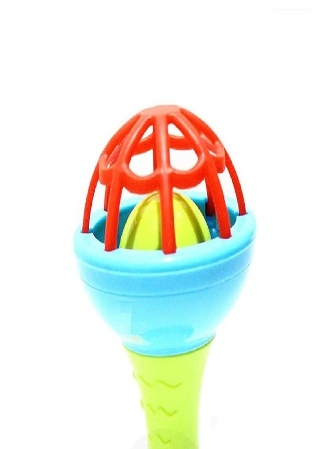 OMETER Soft Plastic Rubber Body Rolling Hand Bell Ball Baby Rattle Toy Rattle Bell Toy for Babies (Multi Color) (Set of 1) - Image 2