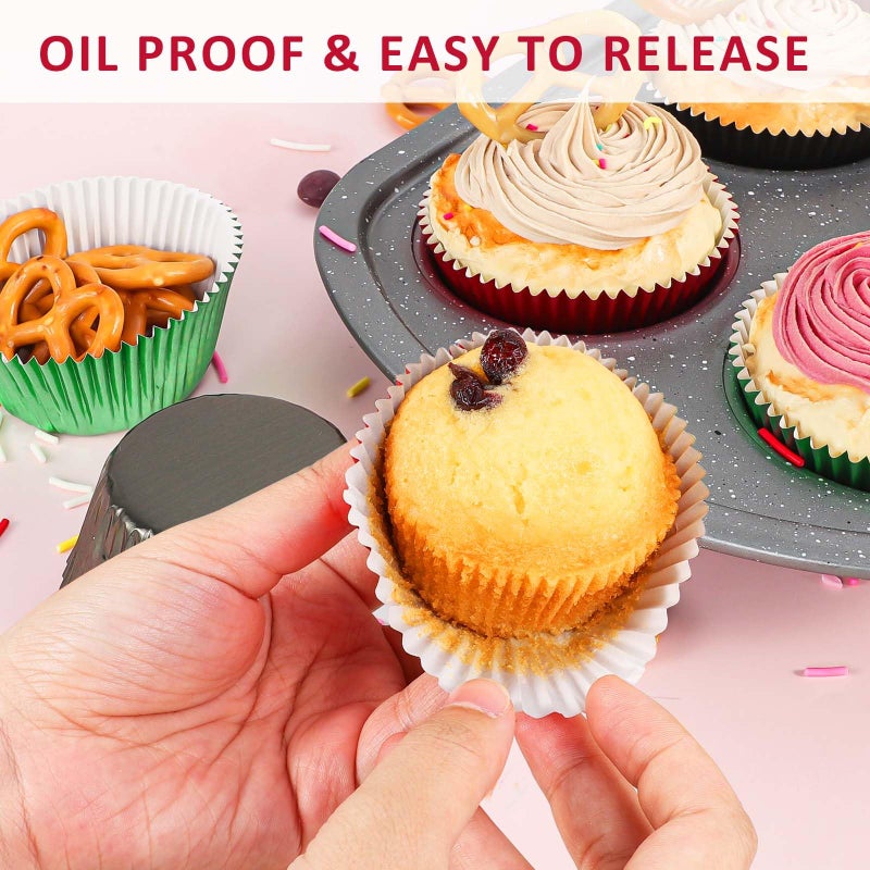 Caperci Pink Foil Cupcake Muffin Liners Standard Size Baking Cups 150-Pack - Premium Greaseproof & Sturdy - Image 3