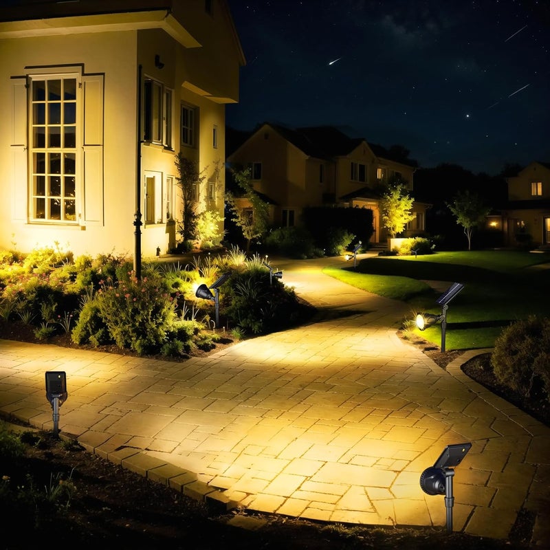ROSHWEY Outdoor Solar Lights, 600LM Waterproof Solar Spot Lights for Yard, Patio, and Garden (Warm White, 4 Pack) - Image 2
