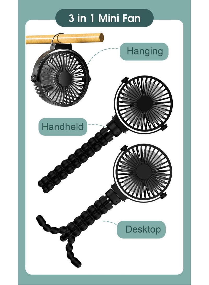 Baby Stroller Fan Portable Clip On USB Rechargeable Quiet Adjustable Cooling Fan for Baby Strollers Prams Car Seats Travel Outdoor