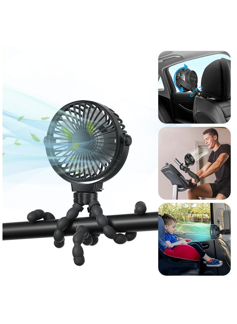 Baby Stroller Fan Portable Clip On USB Rechargeable Quiet Adjustable Cooling Fan for Baby Strollers Prams Car Seats Travel Outdoor
