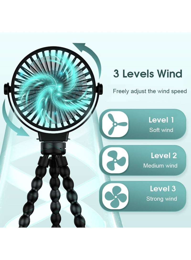 Baby Stroller Fan Portable Clip On USB Rechargeable Quiet Adjustable Cooling Fan for Baby Strollers Prams Car Seats Travel Outdoor