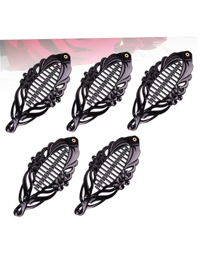 minkissy 5Pcs Banana Hair Clips Banana Clip For Thick Hair Women Hairpins Ponytail Fancy Black Hair Piece Hair Ponytail - Image 5