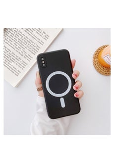 Silicone back cover MagSafe compatible with iPhone Xs max Black