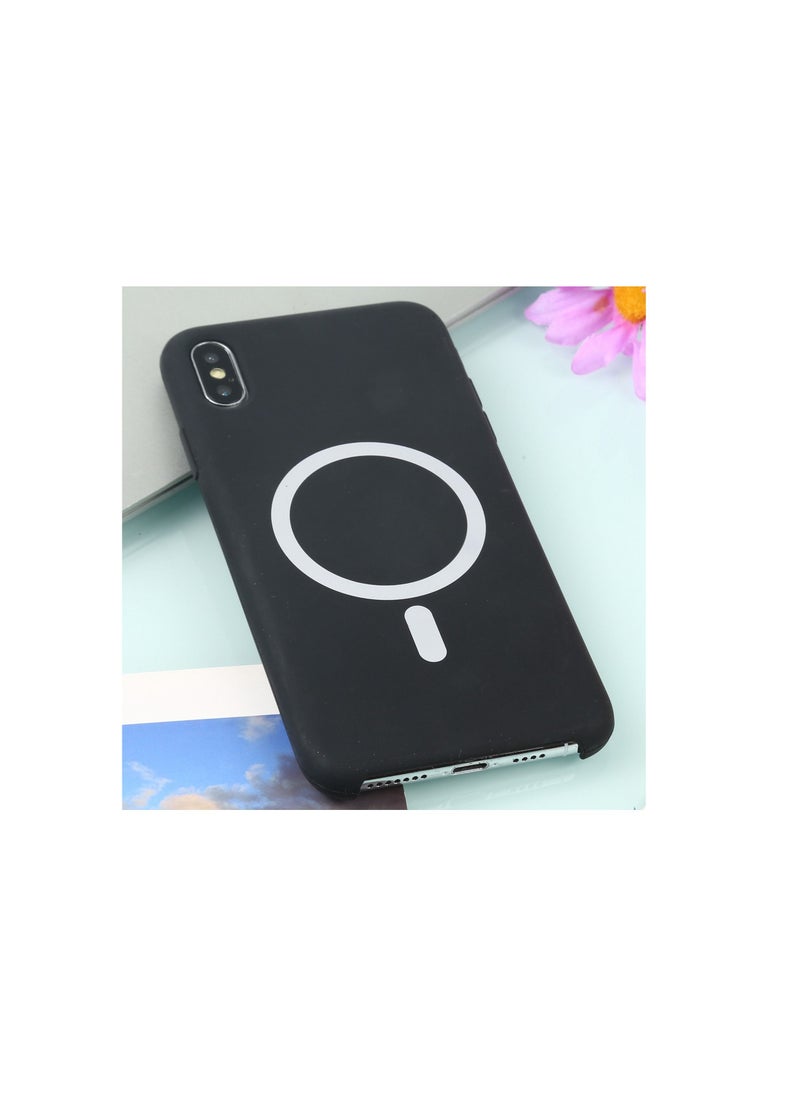 Generic - Silicone back cover MagSafe compatible with iPhone Xs max Black - Image 1