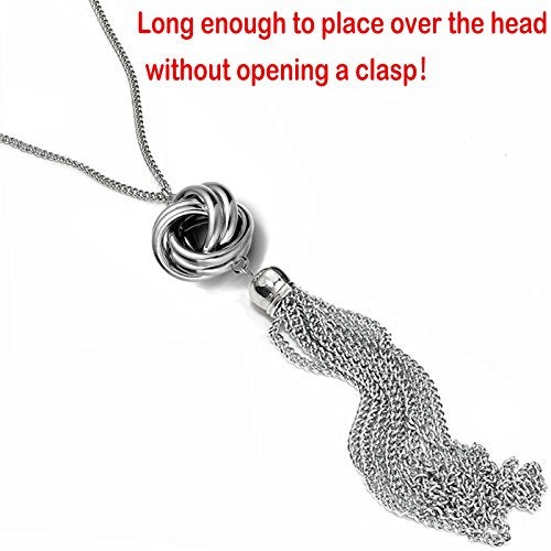 Perfect 4U Multi Link Tassel End Statement Y Necklace Knot Snake Chain Neck Pendant for Lady - Image 4