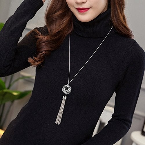 Perfect 4U Multi Link Tassel End Statement Y Necklace Knot Snake Chain Neck Pendant for Lady - Image 3
