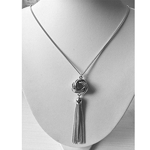 Perfect 4U Multi Link Tassel End Statement Y Necklace Knot Snake Chain Neck Pendant for Lady - Image 5