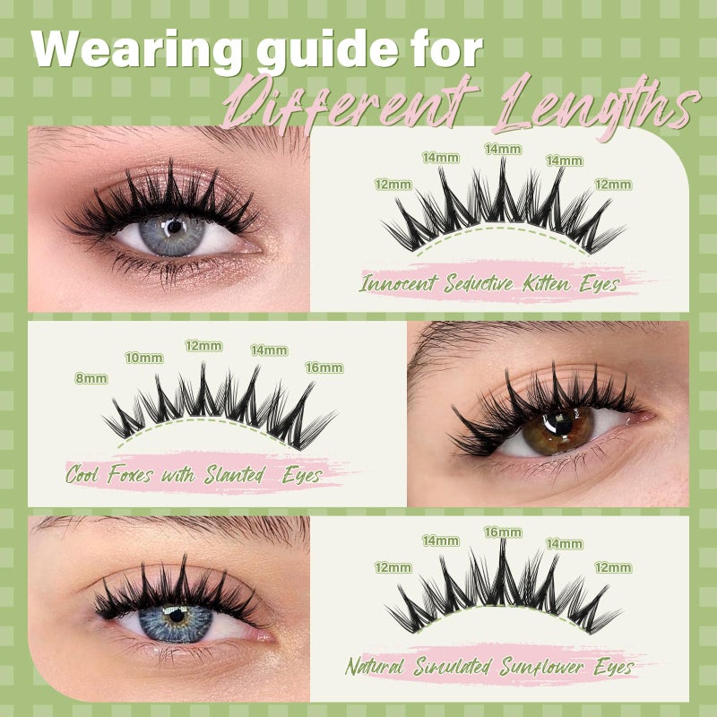 KEYYOU Fairy Chispa Lash Clusters Eyelash Extension D Curl 120Pcs Eyelash Extension Wispy Natural Invisible Band Lash with Waterproof DIY Lash at Home(Fairy Chispa-D-8-18MIX) - Image 4