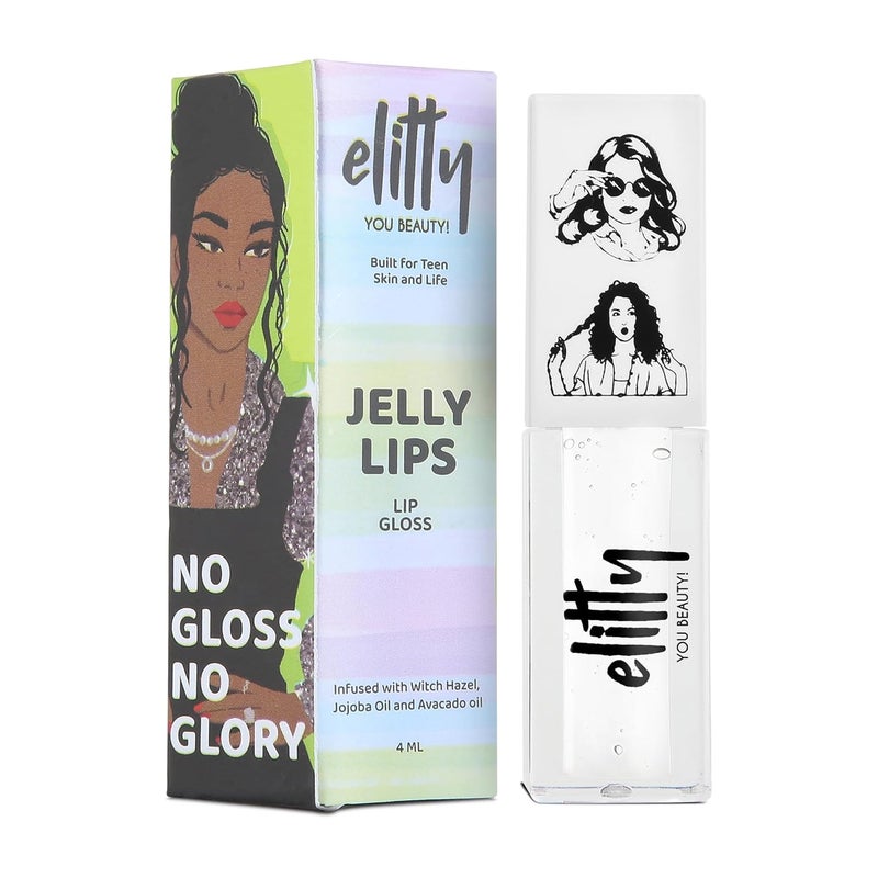 Elitty Elitty Jelly Lips Transparent Lip Gloss for High Shine Glossy Finish Hydrating Lips with Jajoba Oil Vitamin E Vegan CrueltyFree Pretty Clear 4 ML - Image 1