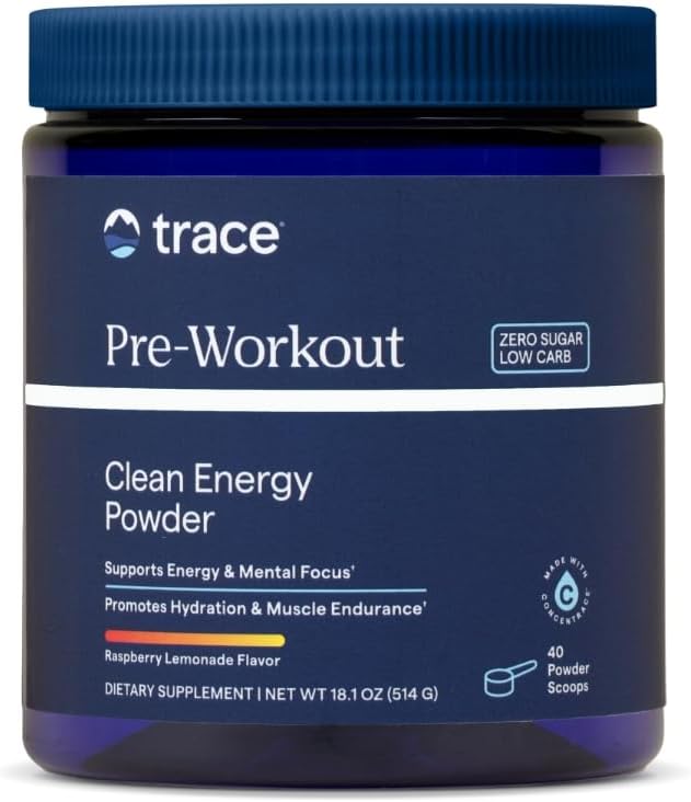 Trace Minerals PreWorkout  Support Muscle Endurance  Strength  Powder Workout Recovery Supplement to Aid Hydration  Immune Health  Raspberry Lemonade 99 oz 40 Servings - Image 1