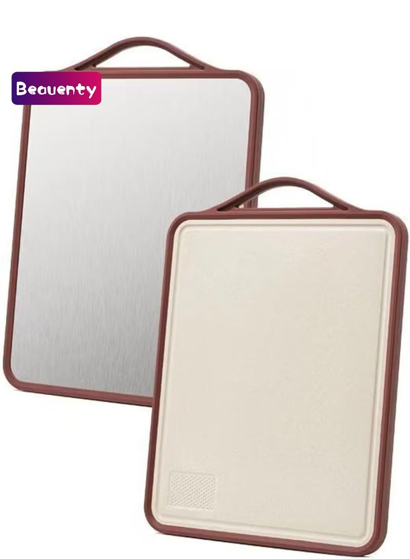 Beauenty Stainless Steel Cutting Boards Large 16×11” Chopping Board Kitchen Food Cutting Mats Chopping Block Cutting Board Non-slip Double Side for Kitchen Home Meat Fruit Vegetable Fish - Image 1