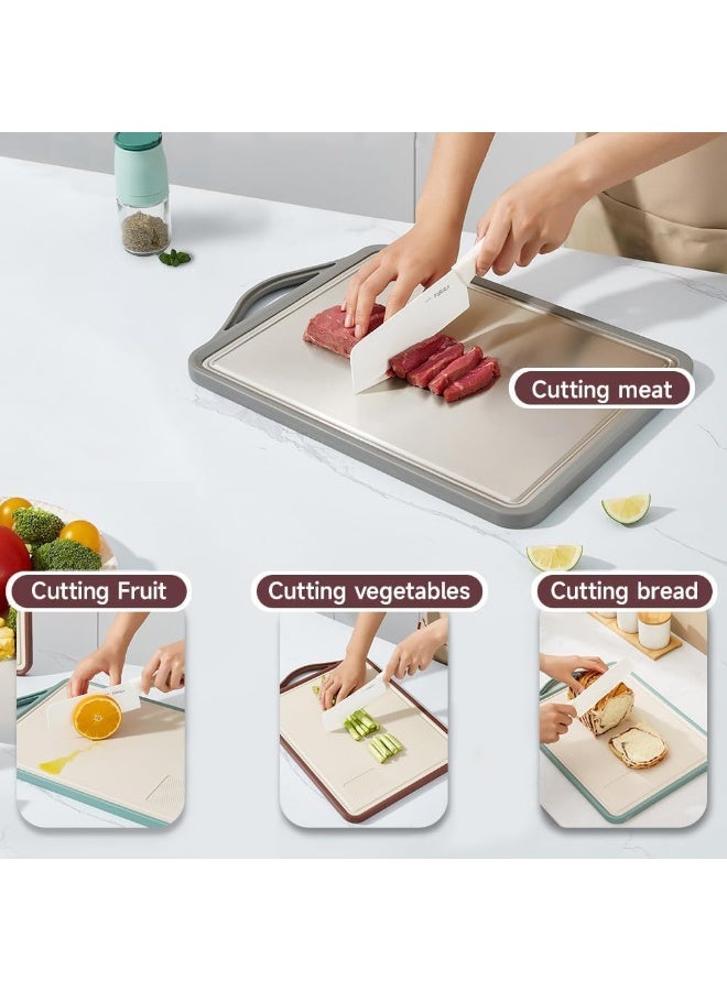 Beauenty Stainless Steel Cutting Boards Large 16×11” Chopping Board Kitchen Food Cutting Mats Chopping Block Cutting Board Non-slip Double Side for Kitchen Home Meat Fruit Vegetable Fish - Image 4