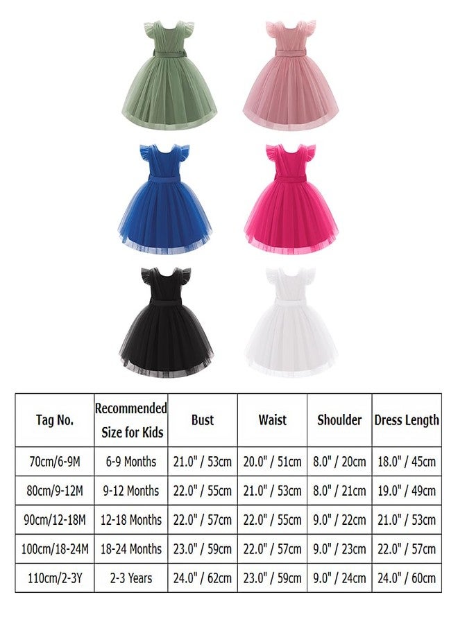 IBAKOM Baby Girl Flutter Sleeve Ruffle 1st 2nd Birthday Outfits Toddler Tea Party Pageant Flower Girl Formal Wedding Dress, Sage Green, 9-12 Months - Image 4
