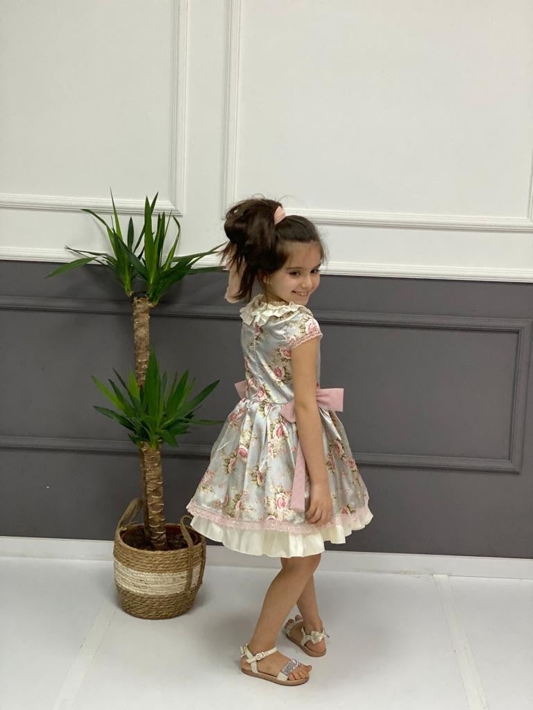 HC Kids Wear Floral Applique Ribbon Dress  - Image 1