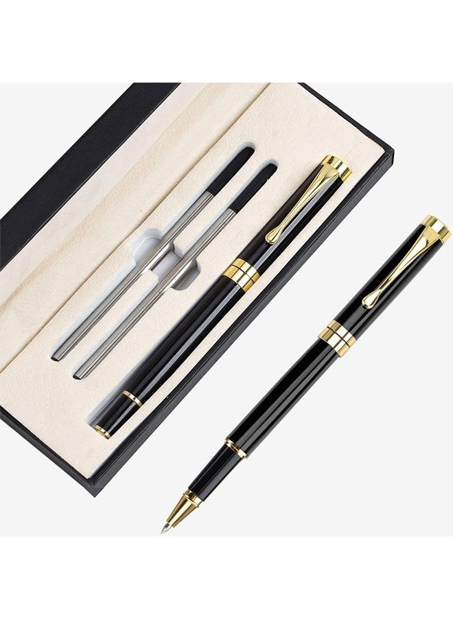 Peachjoy Luxury Ballpoint Pens, Nice Ball Pen Best Gift for Men, Professional Executive Office BallPens Classy Gift, Box Ballpoint Black Refill Line width 0.5mm (Black) - Image 1