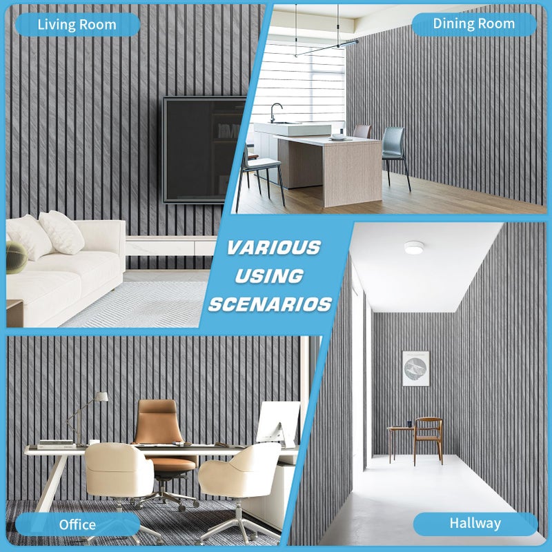 Art3d 4-Pack Glue-On Six-Grid Wainscoting Panel for Interior Wall Decor - 104 x 12 Inch Polystyrene Ultralight Slim Slat Wall Panels for Living Room Bedroom, Granite - Image 4