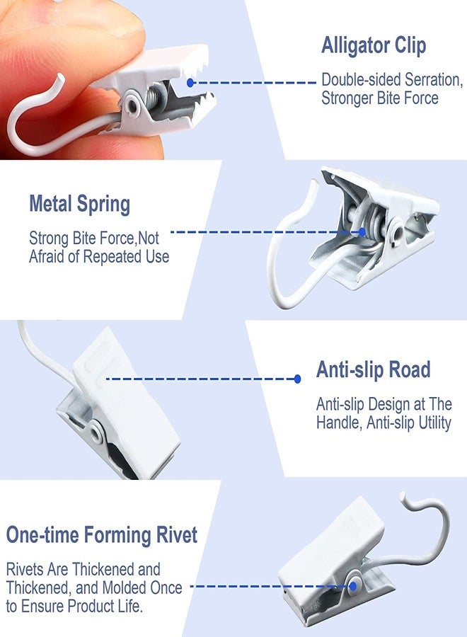 جانيون مجموعة مشابك ستائر بيضاء من JANYUN، 120 قطعة، لتعليق الستائر والصور والديكور المنزلي والأعمال الفنية والحرف اليدوية وتعليق الإضاءة (أبيض) - Image 3
