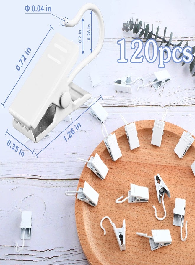 جانيون مجموعة مشابك ستائر بيضاء من JANYUN، 120 قطعة، لتعليق الستائر والصور والديكور المنزلي والأعمال الفنية والحرف اليدوية وتعليق الإضاءة (أبيض) - Image 2