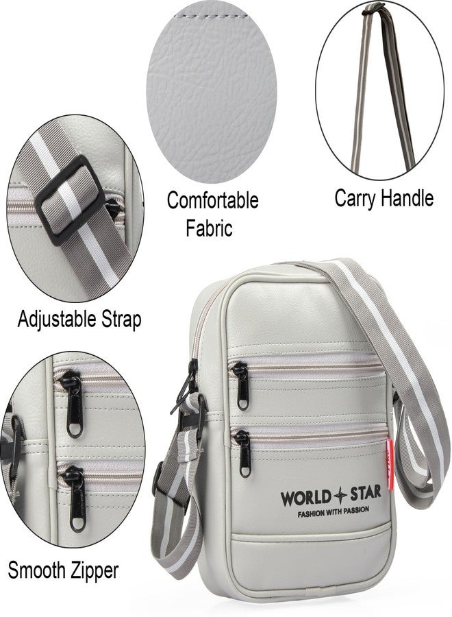 WORLD STAR PU Sling Bag for Mens | Grey - Image 4