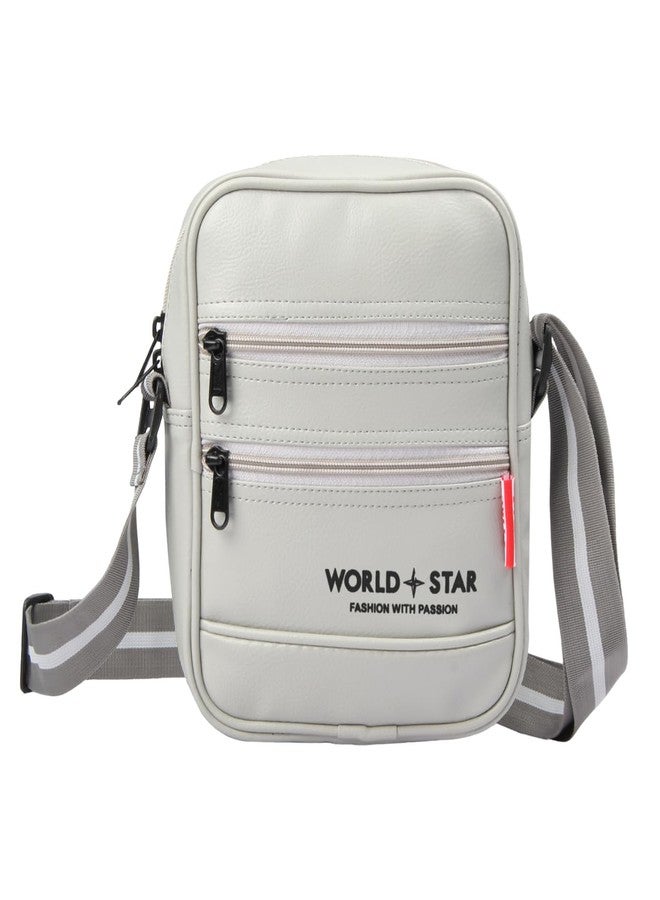 WORLD STAR PU Sling Bag for Mens | Grey - Image 1