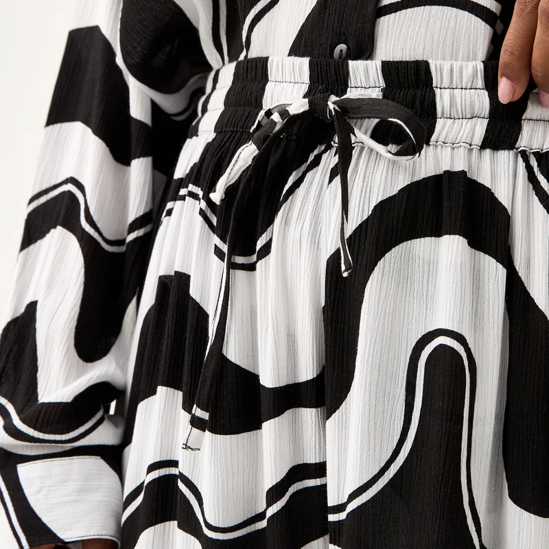 Ulla Popken Plus Size Ulla Popken All-Over Print Wide Leg Pants