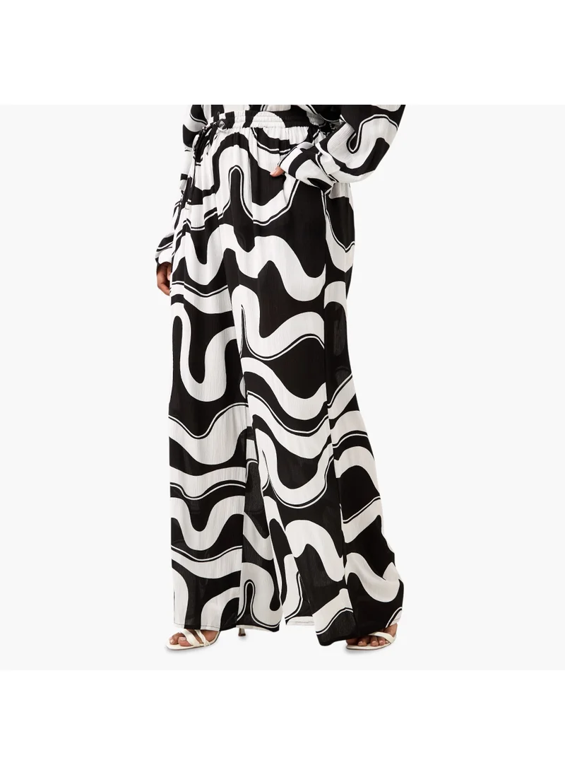  أولا بوبكن Plus Size Ulla Popken All-Over Print Wide Leg Pants