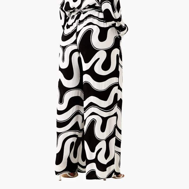 Ulla Popken Plus Size Ulla Popken All-Over Print Wide Leg Pants