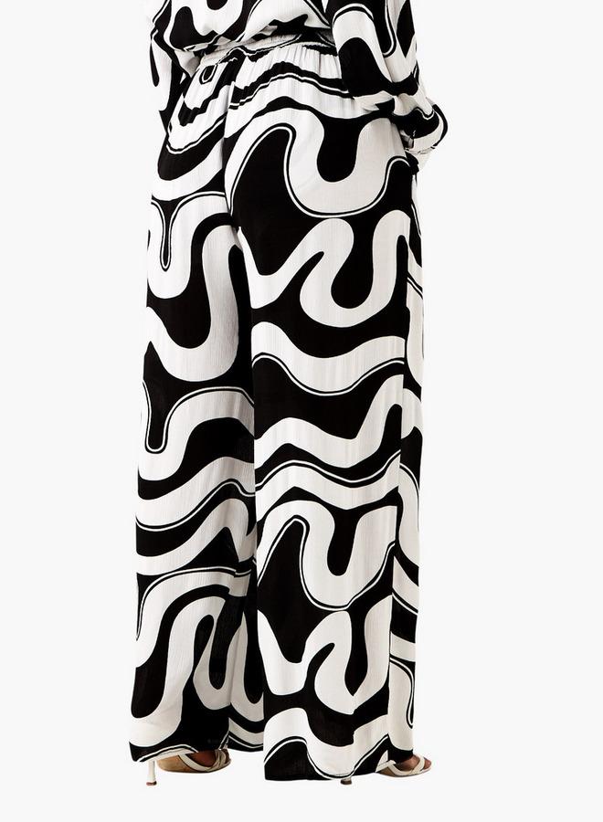 Ulla Popken Plus Size Ulla Popken All-Over Print Wide Leg Pants - Image 3