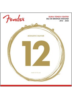 Fender DuraTone Coated 8020 Bronze Acoustic Guitar Strings 012052 String Gauge Offers Clear Sound with a Smooth and Articulate Feel